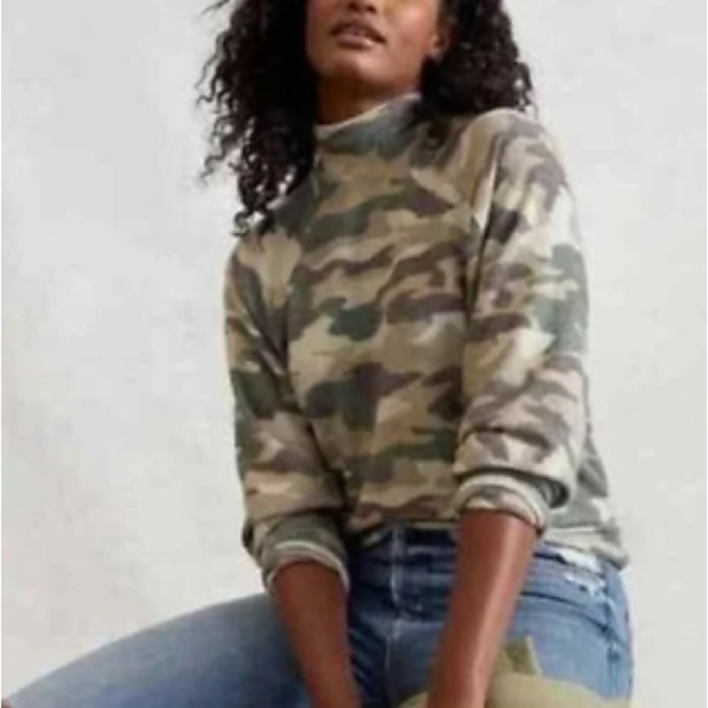 Maeve by Anthropologie Laney Brushed Camo Cowl Neck Pullover Size Large
